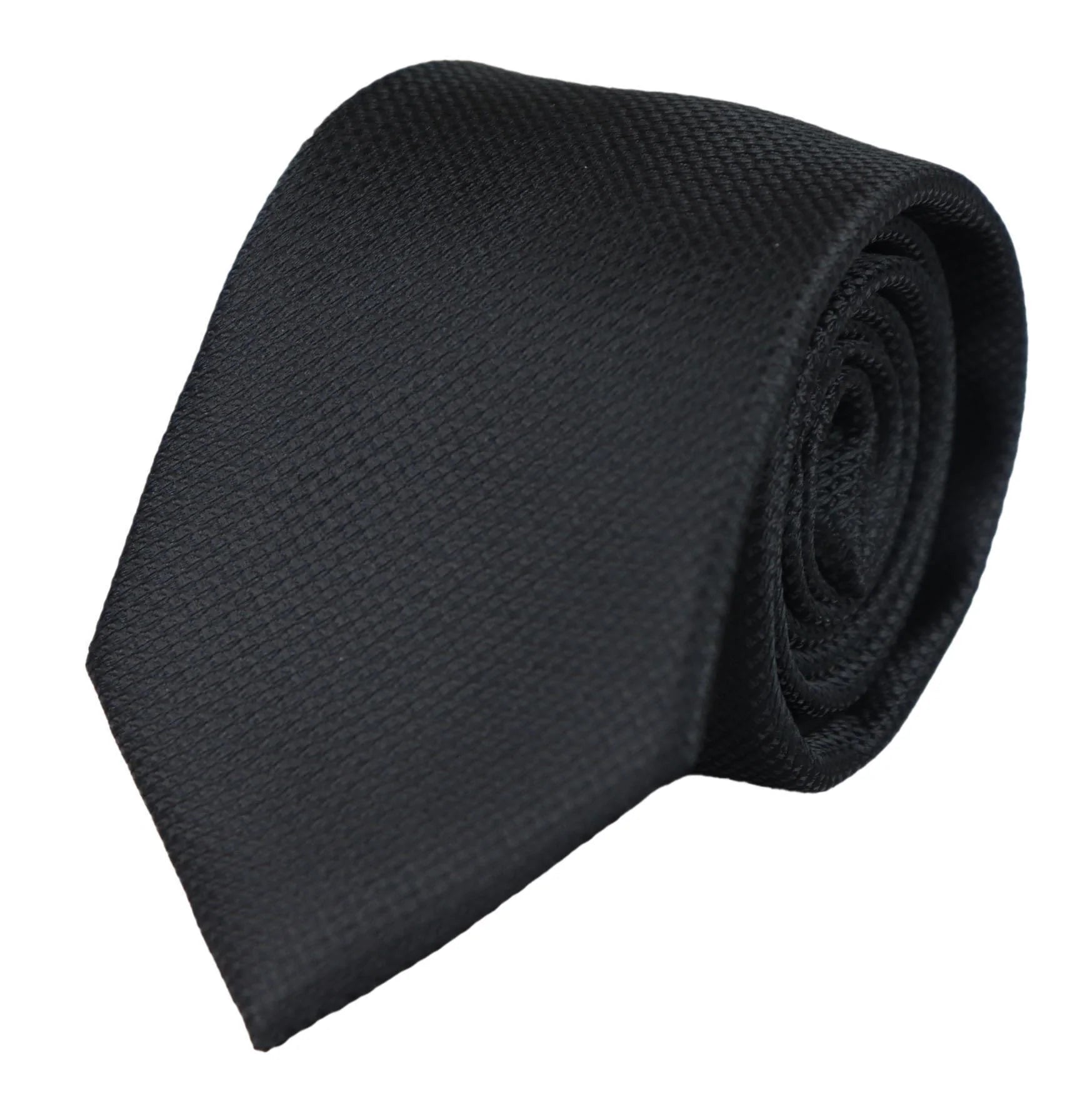 Satin Silk Textured Black Tie Gift Set Pocket Square Cuff Links Tie Matt Satin