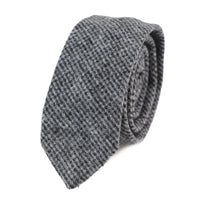 281 - Men's Grey Herringbone Tweed Wool Tie & Handkerchief 2"