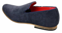 Mens Suede Leather PU Slip On Shoes Loafers Blue Smart Casua