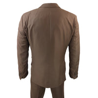 IM1 Men's Classic Brown Plain Tailored Fit 3-Piece Suit