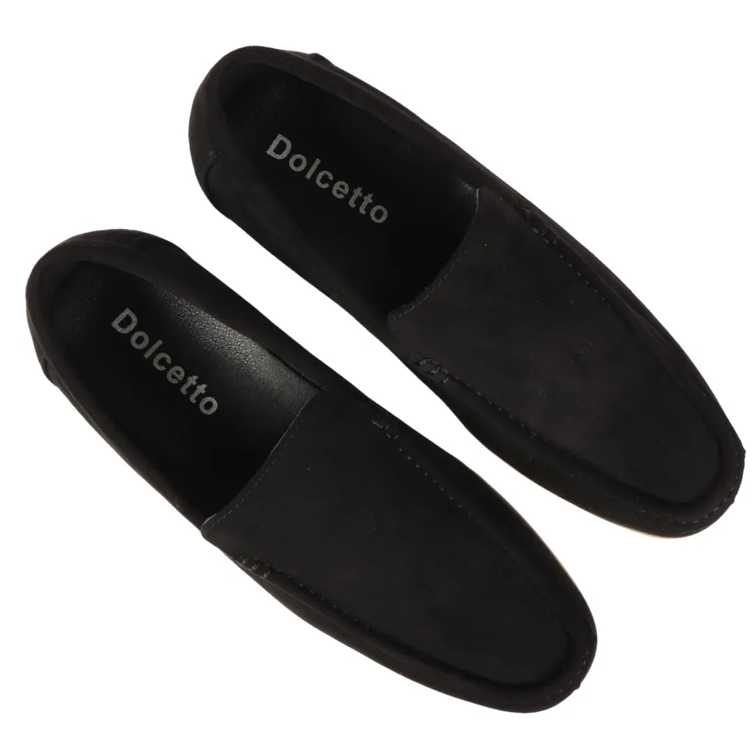 Men's Slip On Black Lightweight Suede Loafers