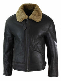 Mens Real Leather Sherling Sheepskin Original B3 Flying Pilot Jacket Warm Winter-B3 Brown Ginger