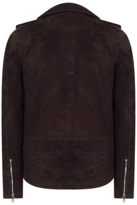 Real Leather Vintage Cross-Zip Brando Suede Men's Jacket-Brown