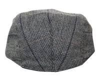 Cavani Albert Mens Tweed Flat Cap - Herringbone Tweed Wool Grandad Flat Hats Vintage - Tan Brown/Charcoal Grey