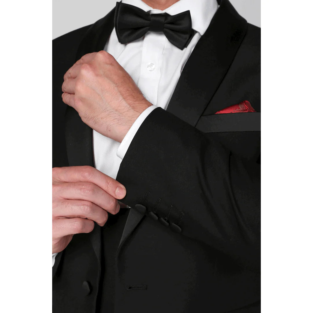 Ford Men's Black 3-Piece Classic Tuxedo Suit with Satin Lapels
