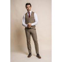 Gaston - Men's Tweed Olive Check Waistcoat
