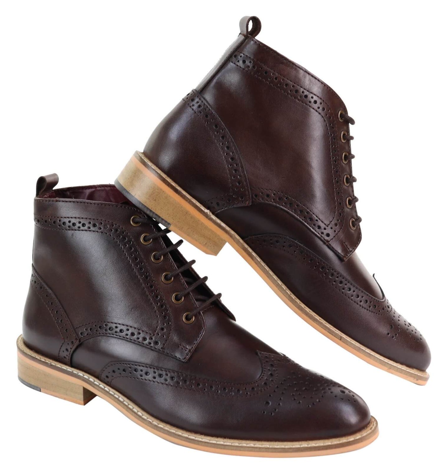 Mens Brogue Ankle Boots Brown