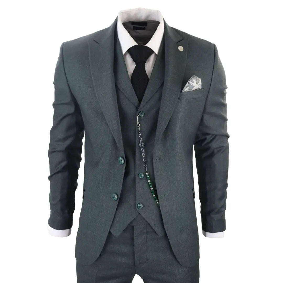James Men's 3-Piece Classic Green Suit