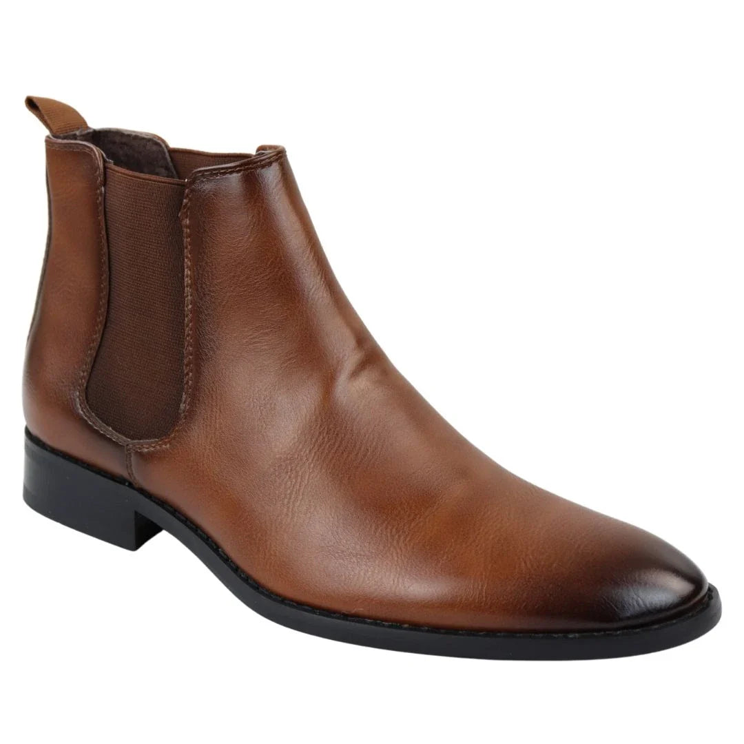 Men's Chelsea Slip On Tan Ankle Boots