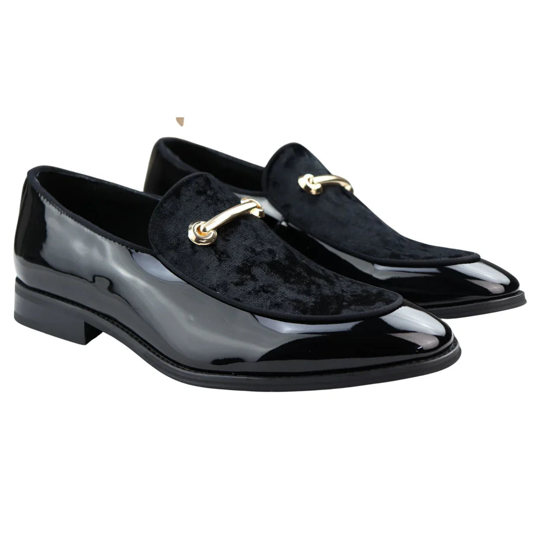 Men's Moccasin Loafers Shoes Leather Black Lined Slip On Velvet Smart Formal Shoe