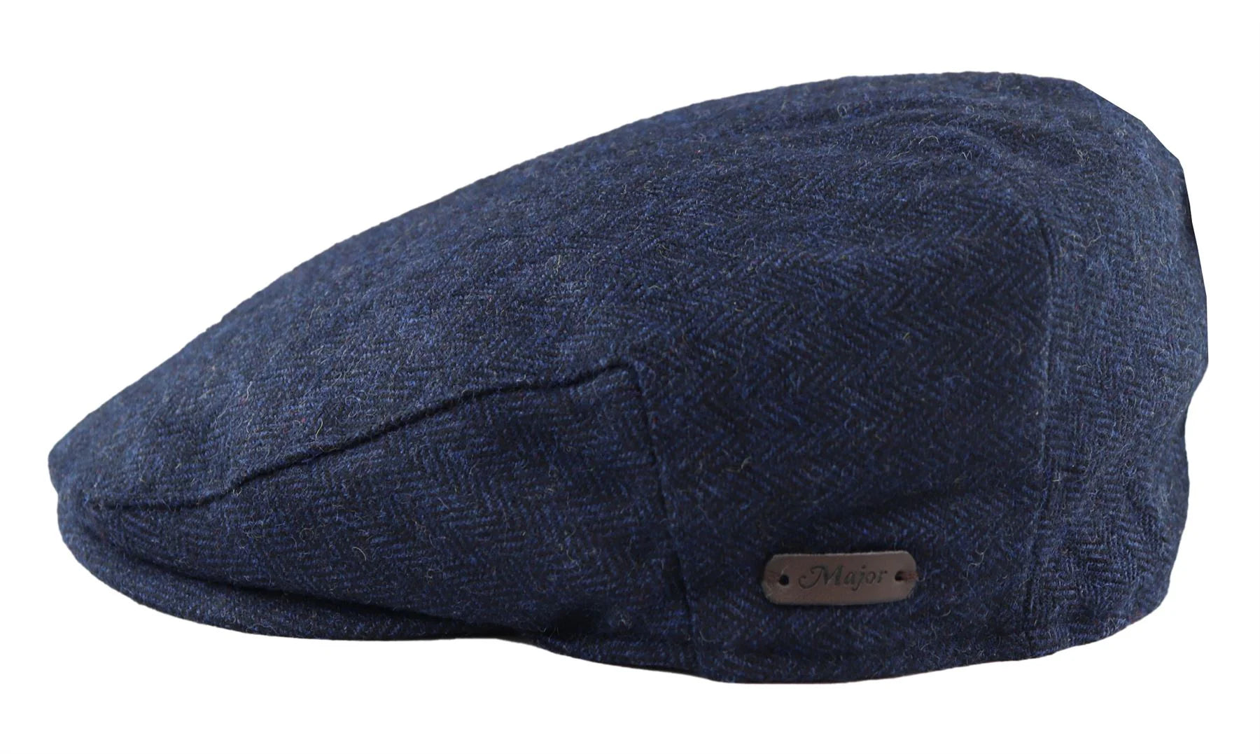 Men's Flat Cap Wool Herringbone Navy Tweed Classic 1920s Unisex Del Boy