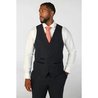 Oscar - Men's 3 Piece Navy Blue Wool Blend Tweed Suit