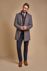 Sanford - Men's Grey Wool Blend Overcoat