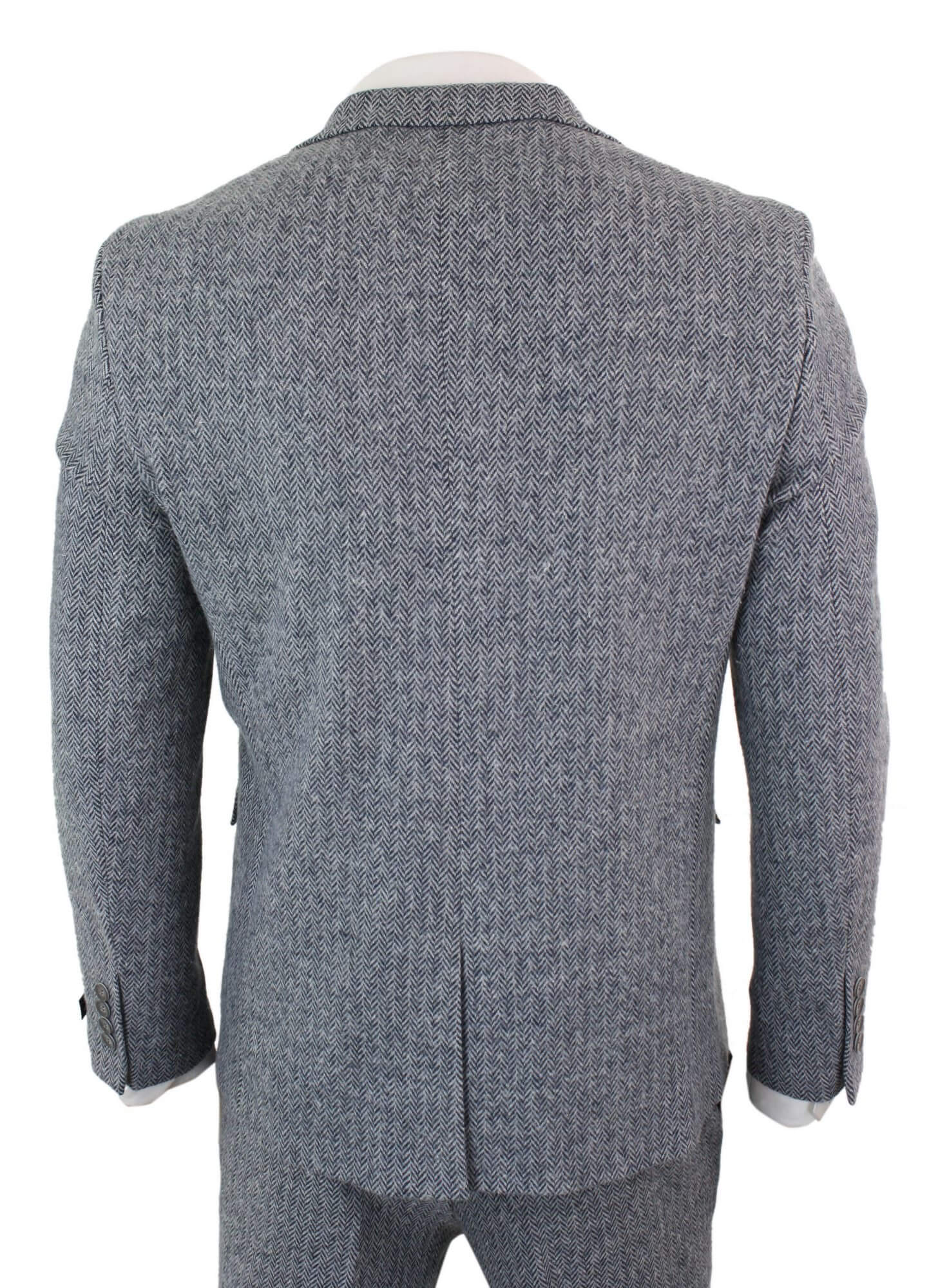 Men's Light Grey 3 Piece Tweed Herringbone Suit - STZ11