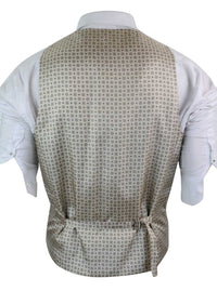 Mens Waistcoat Wool Tan Brown Check Tweed Classic Vintage Tailored Fit