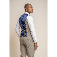 Elwood - Men's Beige Check Houndstooth Waistcoat