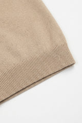 Beige strikket poloshirt med lynlås til mænd
