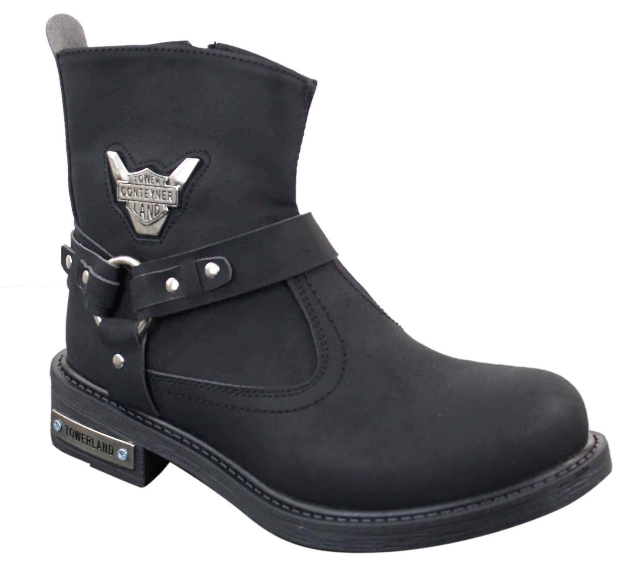 Mens Cowboy Motorcycle Riding Boots Nubuck PU Leather