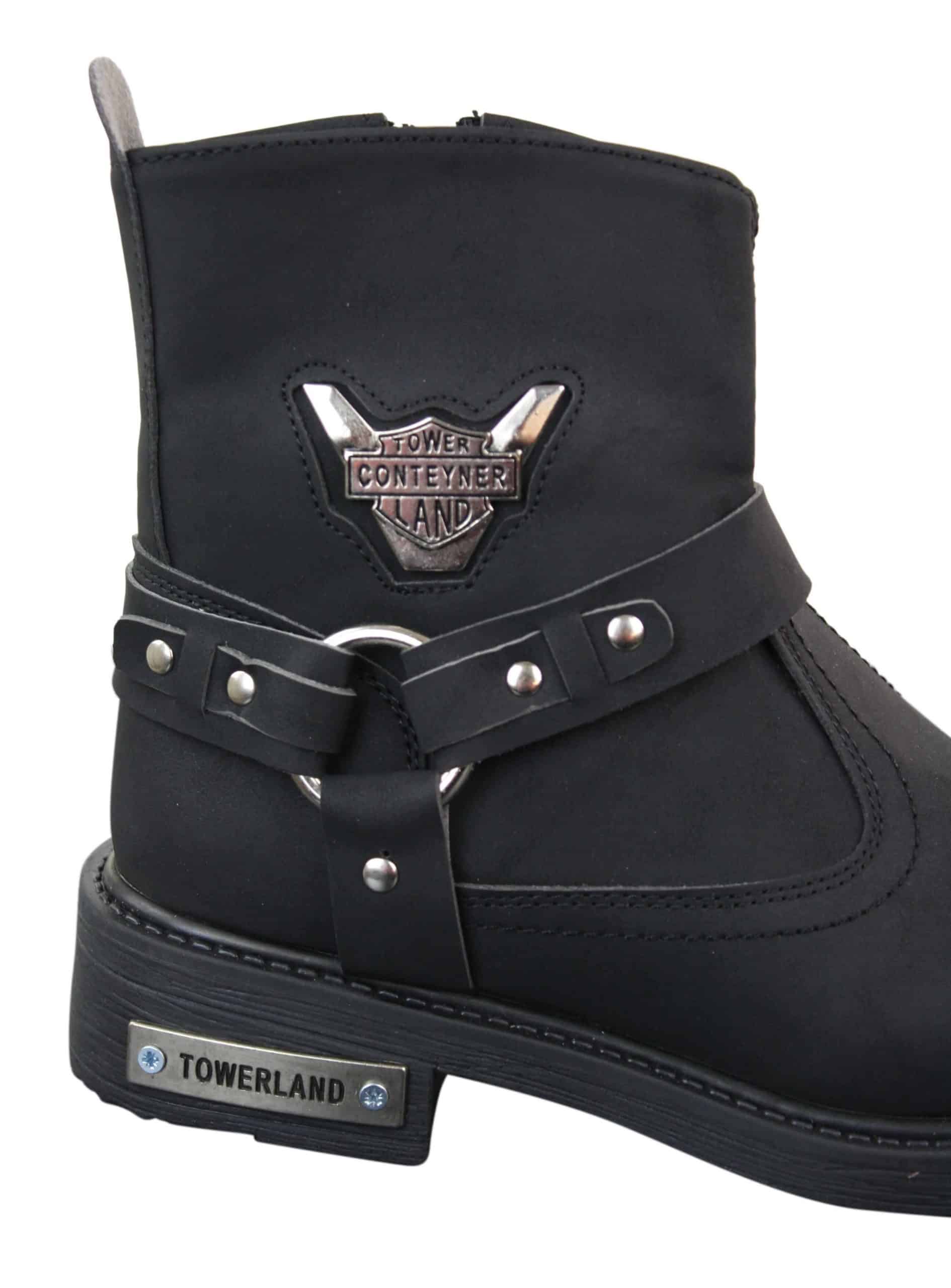 Mens Cowboy Motorcycle Riding Boots Nubuck PU Leather