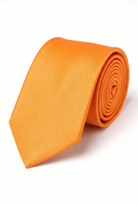Herreslips i orange, smalt, ensfarvet, 6 cm