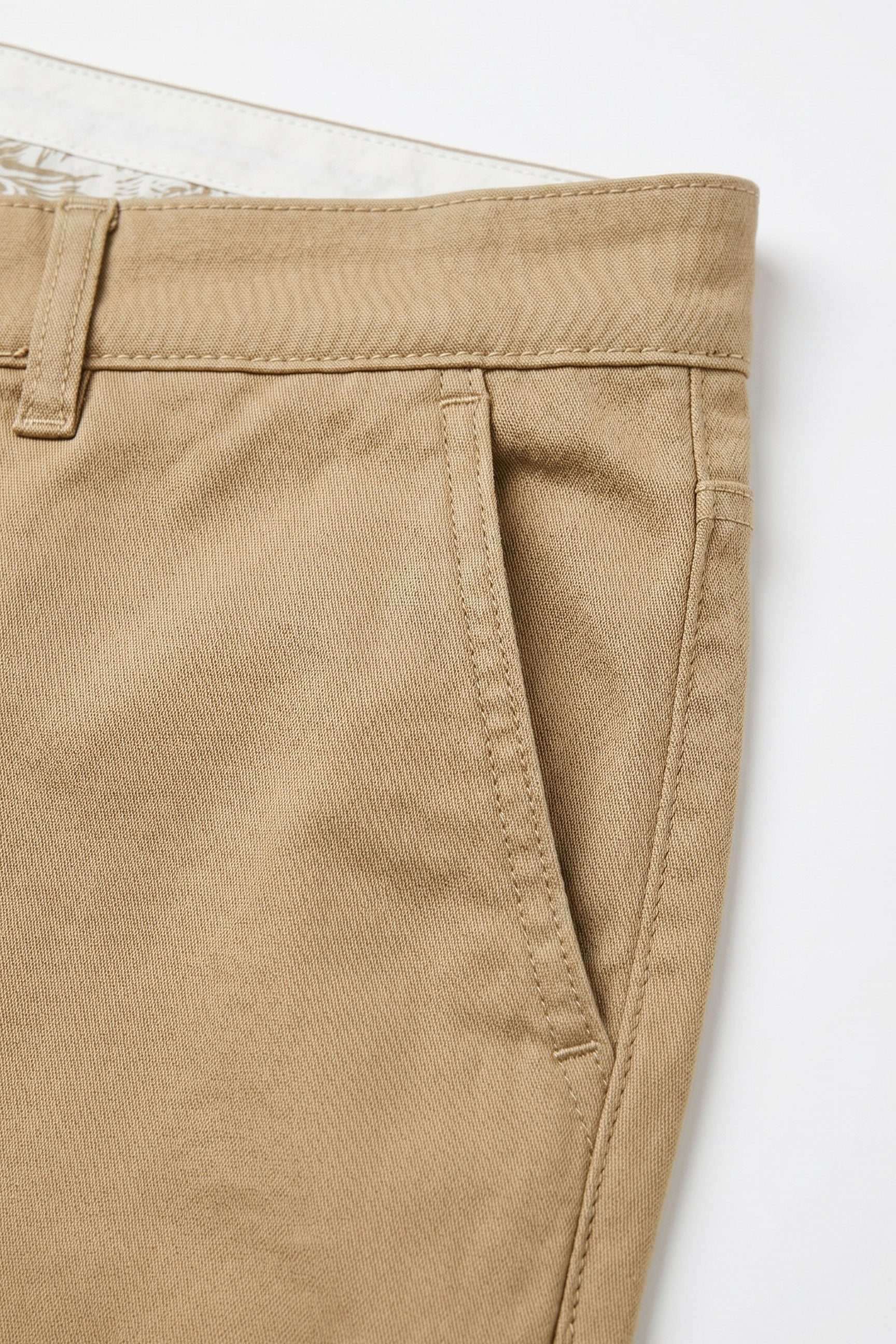 Herre khaki chinobukser i hørblanding i tyndt Tencel-bomuld til sommer