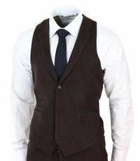 Brown Herringbone Tweed 3 Piece Suit
