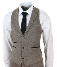 Oak-Brown Herringbone Tweed 3 Piece Suit