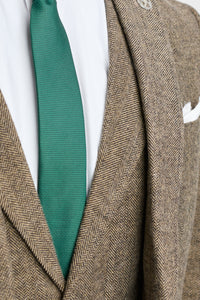 Egebrun sildebensfarvet tweed 3-delt jakkesæt