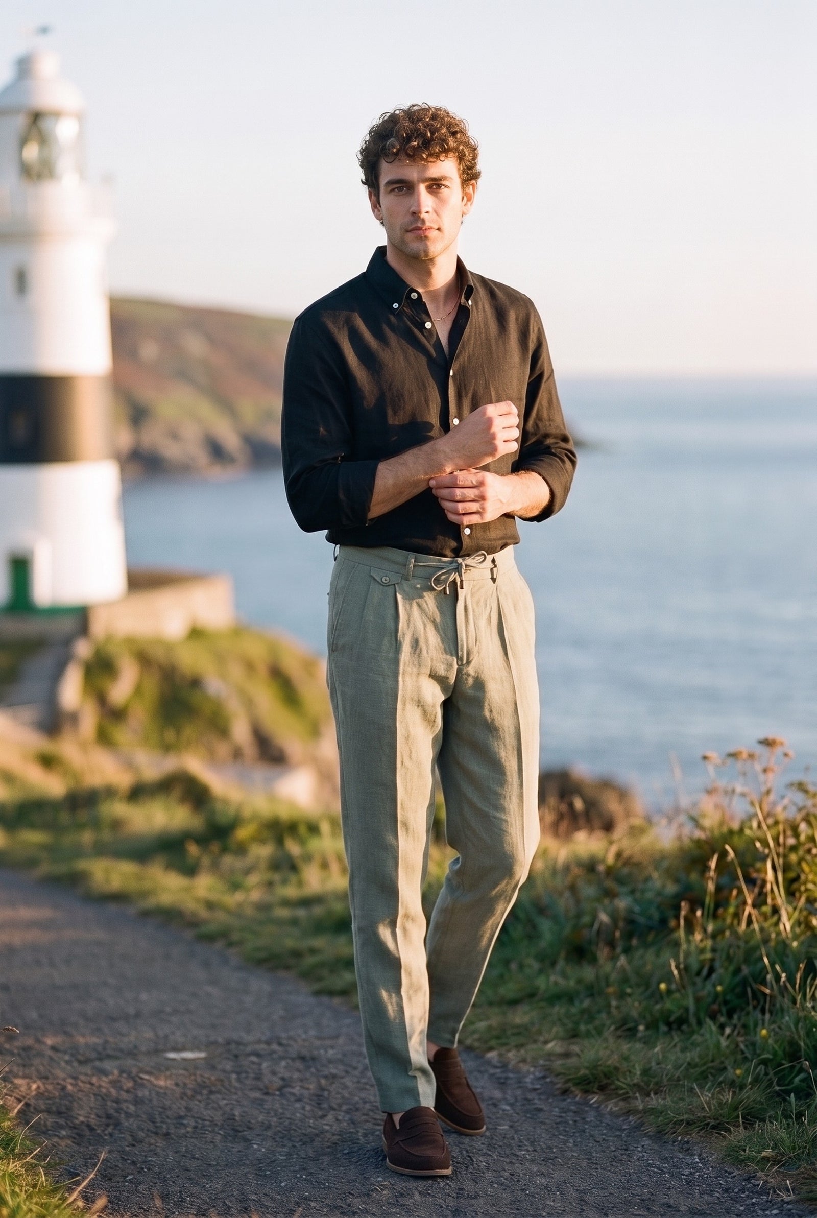 Look #869 styled with Herreskjorte i ren hør, langærmet, sommerskjorte med knapper
