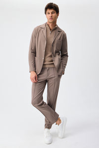 Herre taupebrun blød jerseyblazer smart casualjakke