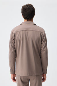 Herresæt med brunt, blødt jersey-stof og elegant, casual jakkesæt, blazer og bukser