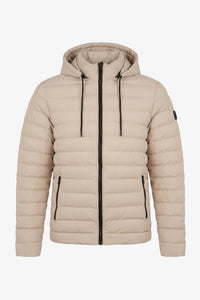 Beige hættetrøje med quiltet lynlås til mænd