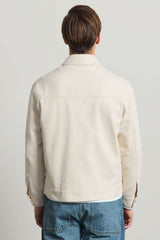 Herre beige bomuldstwilljakke - Trucker Overshirt