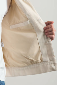 Herre beige bomuldstwilljakke - Trucker Overshirt