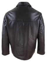 Men Mid Brown Length Classic Leather Coat