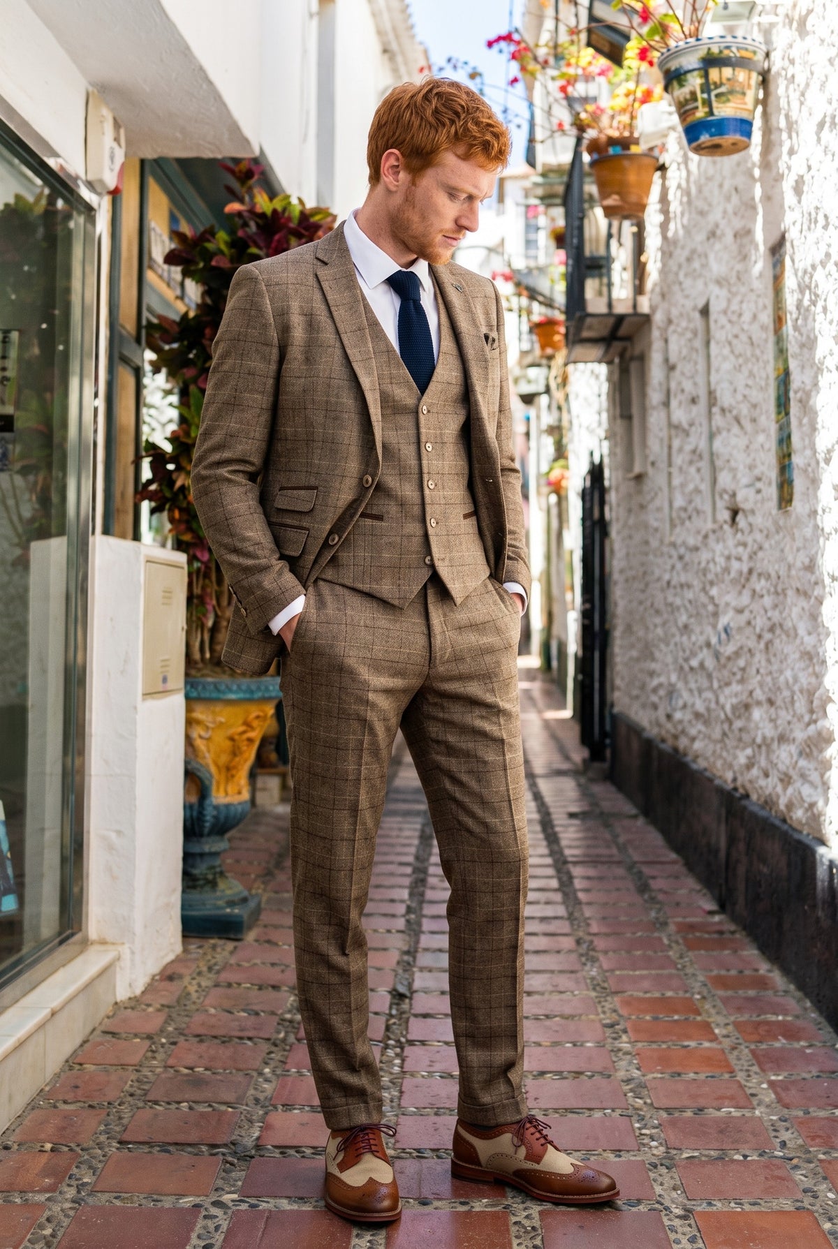 Look #573 styled with Liam - Herre 3-delt brunt ternet jakkesæt