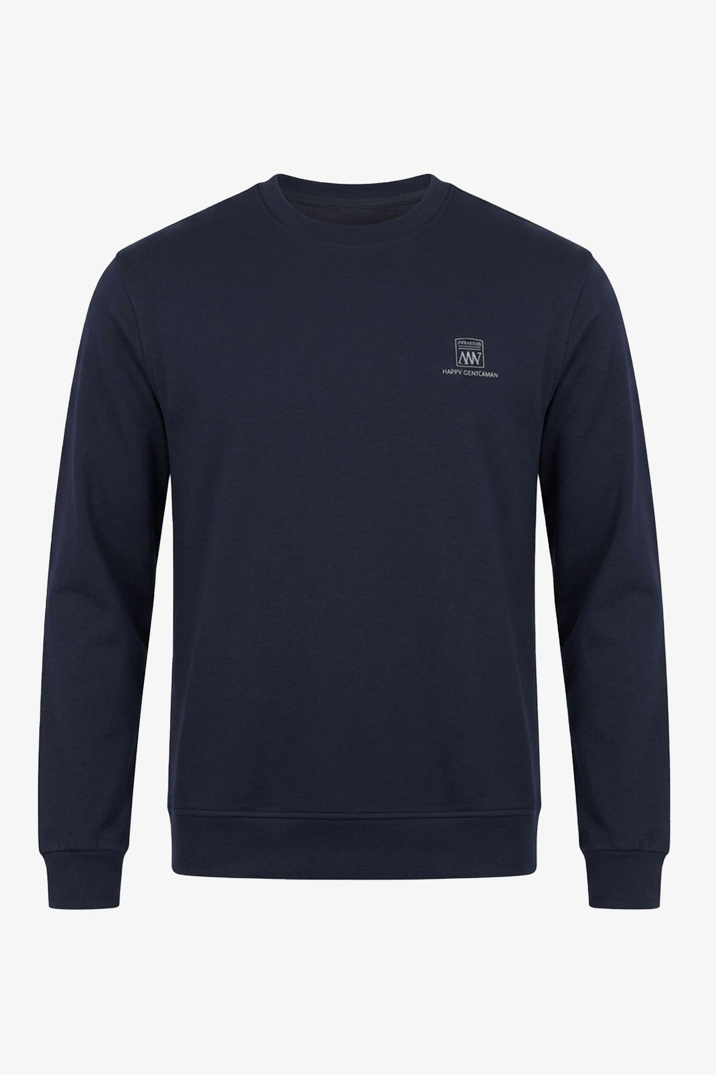 Herre marineblå sweatshirt med rund hals og lange ærmer i bomuldsblanding, stretchpullover
