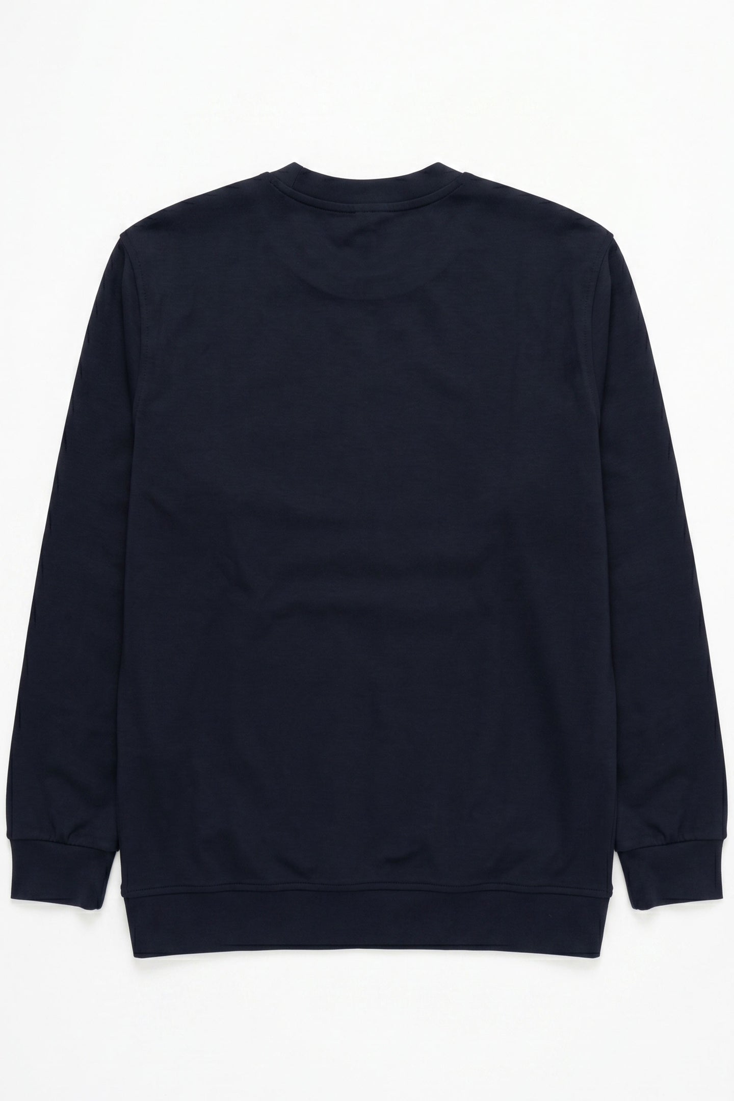 Herre marineblå sweatshirt med rund hals og lange ærmer i bomuldsblanding, stretchpullover