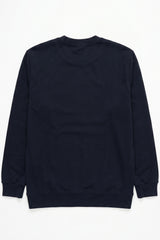 Herre marineblå sweatshirt med rund hals og lange ærmer i bomuldsblanding, stretchpullover