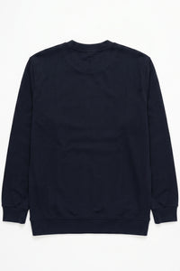 Herre marineblå sweatshirt med rund hals og lange ærmer i bomuldsblanding, stretchpullover