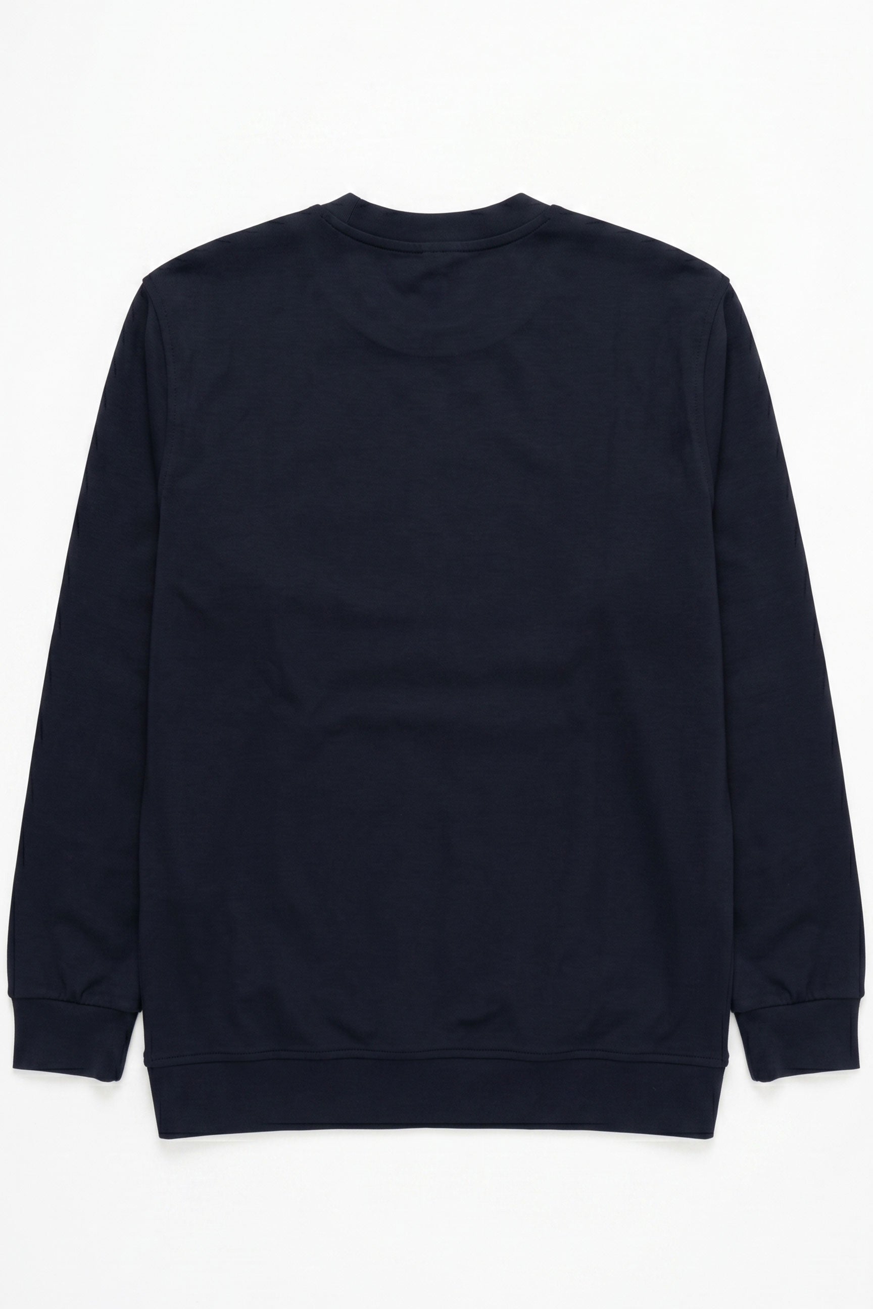 Herre marineblå sweatshirt med rund hals og lange ærmer i bomuldsblanding, stretchpullover