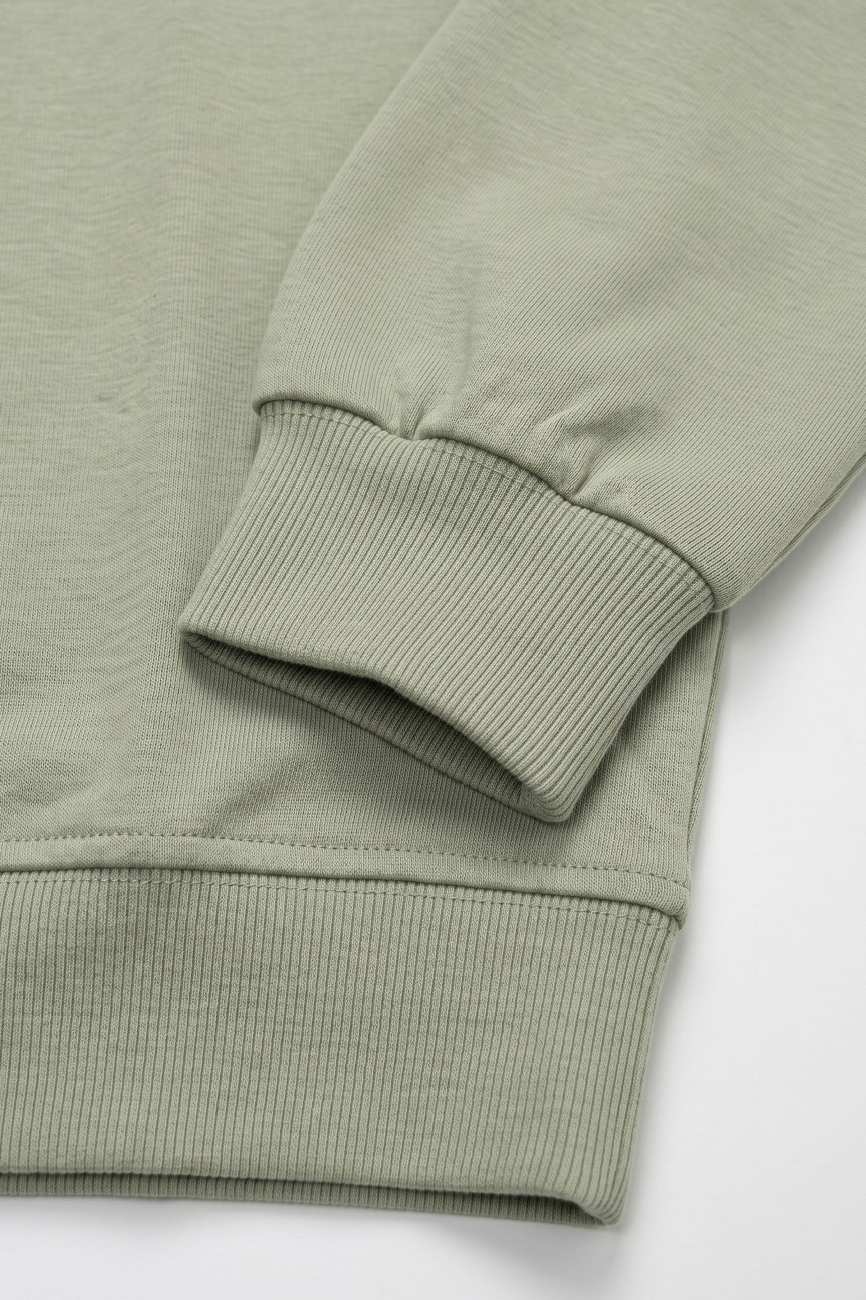 Herresweatshirt med rund hals og lange ærmer i salviegrøn bomuldsblanding, stretchpullover
