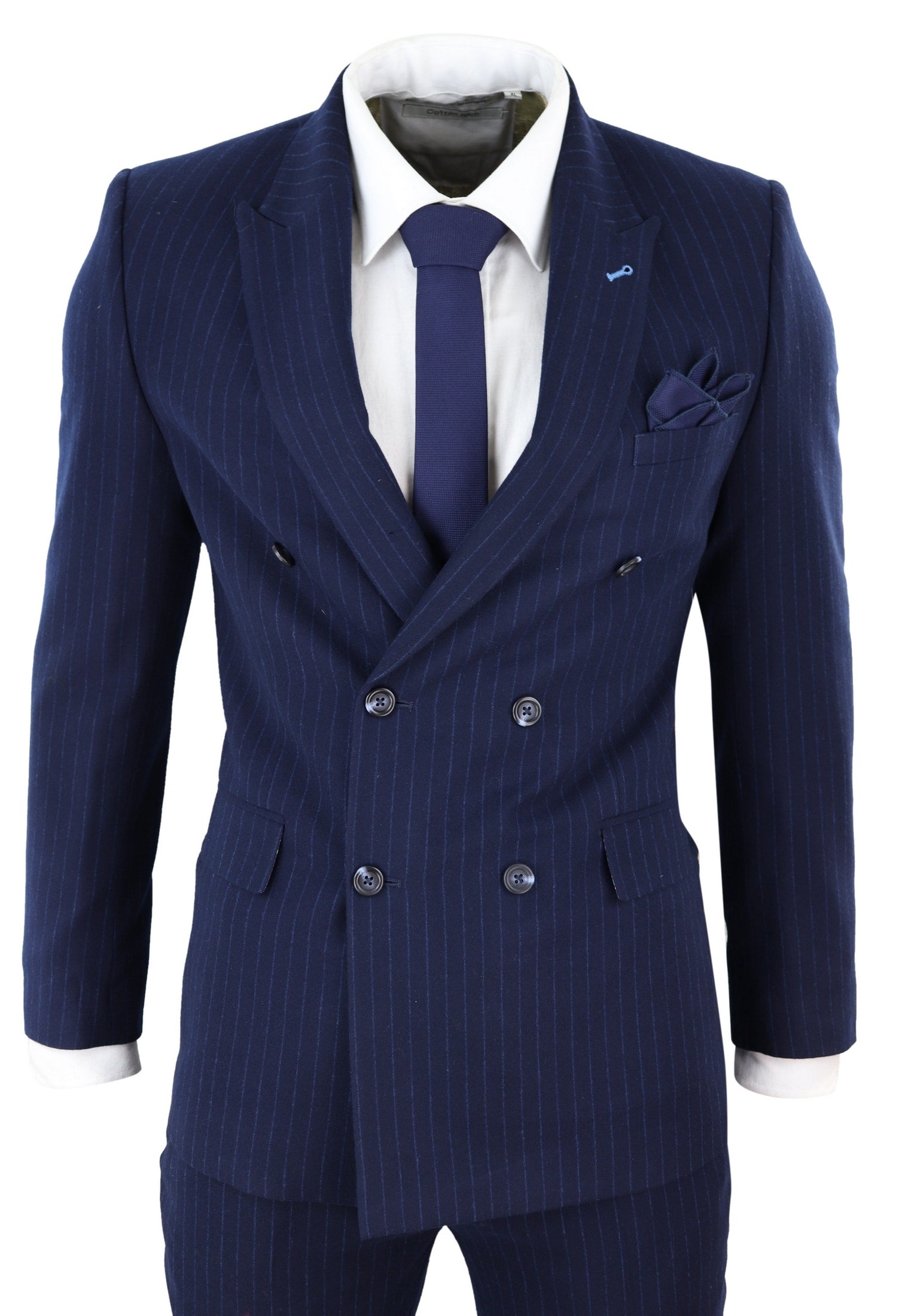 Navy-Blue Pinstripe Double Breasted Mafia Suit