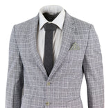 Men's Black-Grey Check 2 Piece Linen Suit