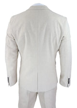 Mens Wool 3 Piece Cream Beige Suit Slim Fit Classic Wedding Party Vintage 1920s