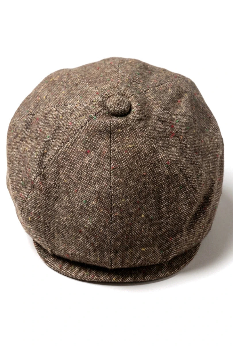 8-panels Baker Boy-kasket, Shelby-hat, uld, tweed, klassisk brun barberkniv