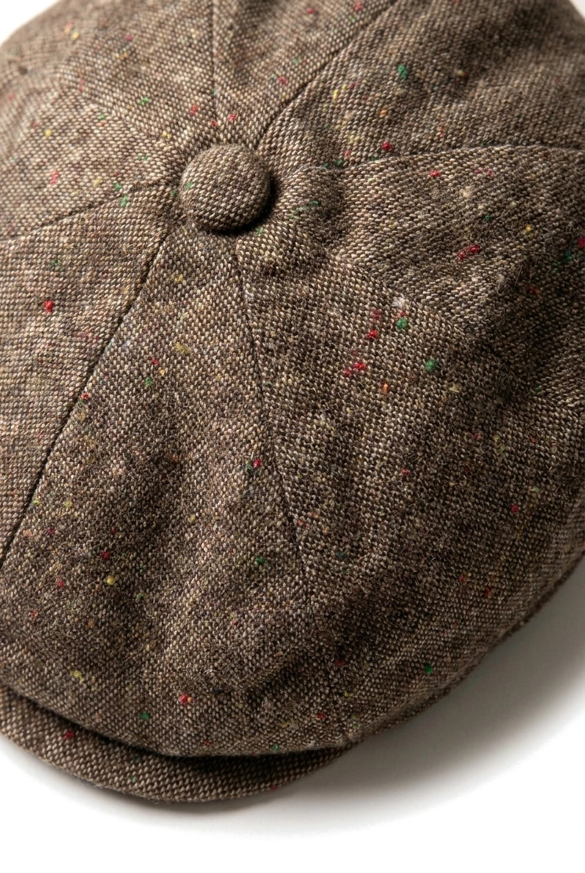 8-panels Baker Boy-kasket, Shelby-hat, uld, tweed, klassisk brun barberkniv