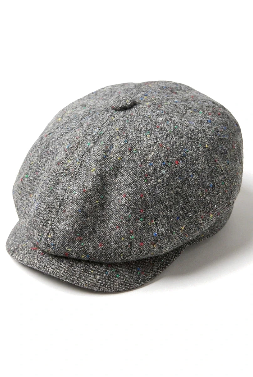 8-panels Baker Boy-kasket Shelby-hat i uld, tweed, klassisk grå barberkniv