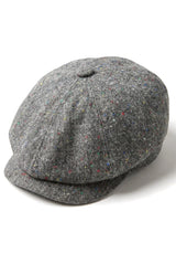 8-panels Baker Boy-kasket Shelby-hat i uld, tweed, klassisk grå barberkniv