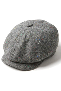 8-panels Baker Boy-kasket Shelby-hat i uld, tweed, klassisk grå barberkniv